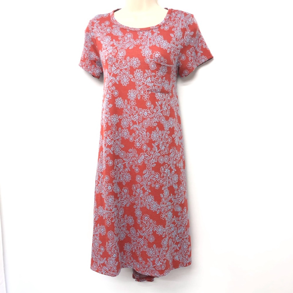 LuLaRoe Simply Comfortable Red Turquoise Print Dress